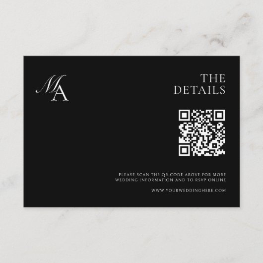 エレガントモノグラモダンムミニマル結婚リスト エンクロージャーカード (正面)