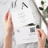 エレガントモノグラモダンムミニマル結婚リスト オールインワン招待状