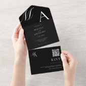 エレガントモノグラモダンムミニマル結婚リスト オールインワン招待状 (貼ってはがせる)