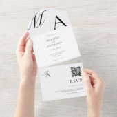 エレガントモノグラモダンムミニマル結婚リスト オールインワン招待状 (貼ってはがせる)