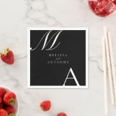 エレガントモノグラモダンムミニマル結婚リスト スタンダードカクテルナプキン (インサイチュ)