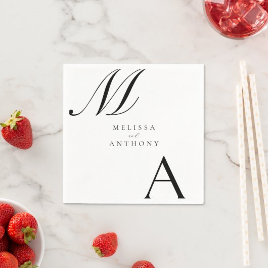 エレガントモノグラモダンムミニマル結婚リスト スタンダードカクテルナプキン (インサイチュ)