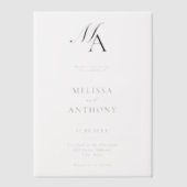 エレガントモノグラモダンムミニマル結婚リスト ベラム紙招待状 (正面)