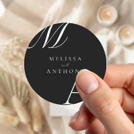 エレガントモノグラモダンムミニマル結婚リスト ラウンドシール