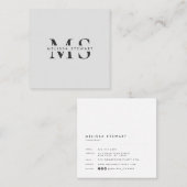 エレガントモノグラモダンム平灰色プロフェッショナル スクエア名刺 (正面/裏面)