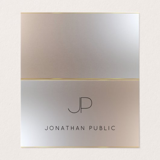 エレガントモノグラモダンム金ゴールドシルバールックテンプレート 名刺 (外部フラット)