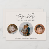 エレガントユニークおもしろい写真結婚の写真 セーブザデート (正面/裏面)