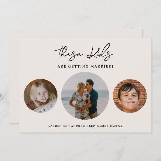 エレガントユニークおもしろい写真結婚の写真 セーブザデート (正面/裏面)