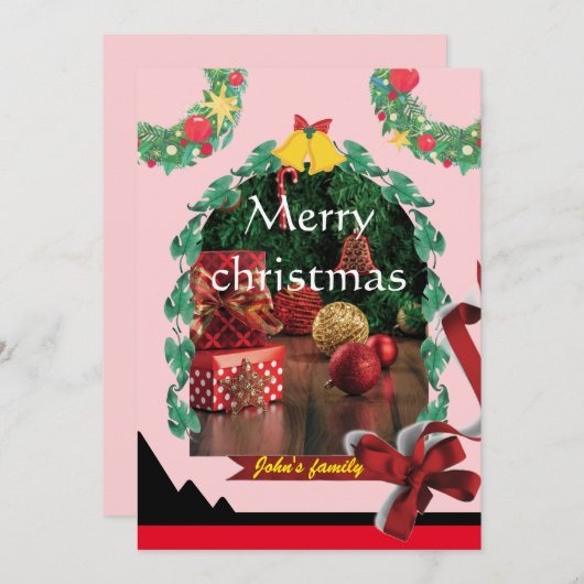 エレガントユニークアーチ写真メリークリスマス シーズンカード (正面/裏面)