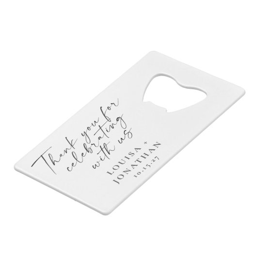 エレガントユニークカスタム結婚式の引き出物 クレジットカード栓抜き (裏面アングル)