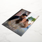 エレガントユニークタイポグラフィ結婚写真 箔招待状 (回転した状態)