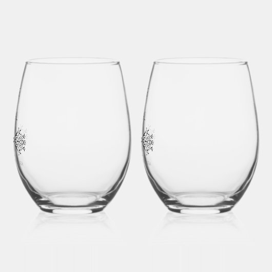 エレガントユニークパーソナライズされた夫婦の名結婚前 ステムなしワイングラス (左)