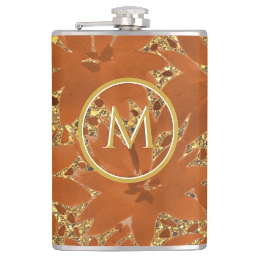 エレガントユニークモノグラムの金ゴールド フラスク (正面)