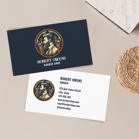 エレガントユニークヴィンテージ理容師ショップ美容師 名刺