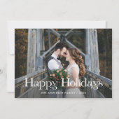エレガントユニーク文字 | 2つのフォトハッピーホリデー シーズンカード (正面)