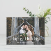 エレガントユニーク文字 | 2つのフォトハッピーホリデー シーズンカード (スタンド正面)