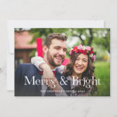 エレガントユニーク文字 | 2枚の写真メリーと明るい シーズンカード (正面)