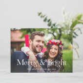 エレガントユニーク文字 | 2枚の写真メリーと明るい シーズンカード (スタンド正面)