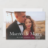 エレガントユニーク文字 | 2枚の写真結婚したとメリー シーズンカード (正面)