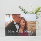 エレガントユニーク文字 | 2枚の写真結婚したとメリー シーズンカード (スタンド正面)