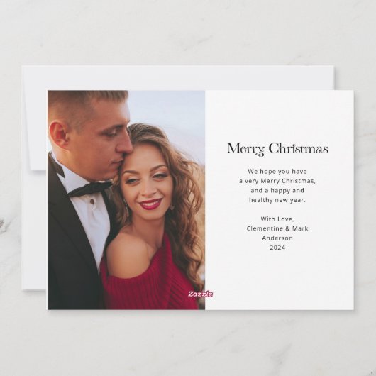 エレガントユニーク文字 | 2枚の写真結婚したとメリー シーズンカード (裏面)