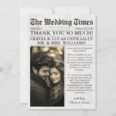 エレガントユニーク新聞結婚写真 サンキューカード (正面)