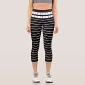 エレガントユニーク白黒ストライプパターン カプリレギンス (正面)