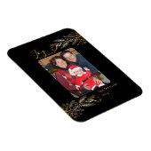 エレガントユニーク金ゴールドブラックJoyクリスマス写真 マグネット (右側)