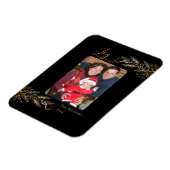 エレガントユニーク金ゴールドブラックJoyクリスマス写真 マグネット (左側)