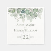 エレガントユーカリの緑の葉葉 スタンダードカクテルナプキン (正面)