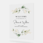 エレガントユーカリの葉結婚の歓迎 アクリルサイン (傾斜)