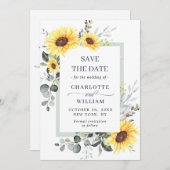 エレガントユーカリひまわりフローラ結婚ズ セーブザデート (正面/裏面)