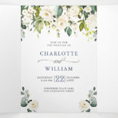 エレガントユーカリアイボリーホワイトローズ結婚ズ 三つ折り招待状 (内部中)