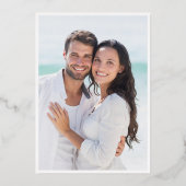 エレガントユーカリグリー結婚の写真金ゴールド 箔招待状 (裏面)