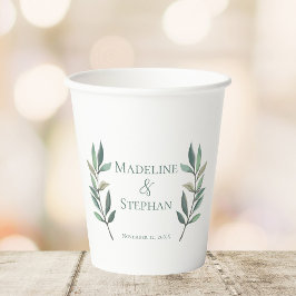 エレガントユーカリパーソナライズされた結婚葉 紙コップ