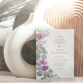 エレガントユーカリフローラグリーン&ピンク結婚ズ 招待状