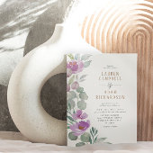 エレガントユーカリフローラグリーン&ピンク結婚ズ 招待状