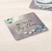 エレガントユーカリフローラサイコロバンコ スクエアペーパーコースター (アングル)