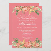 エレガントユーカリフローラピーチコーラルベビーシャワー (正面/裏面)