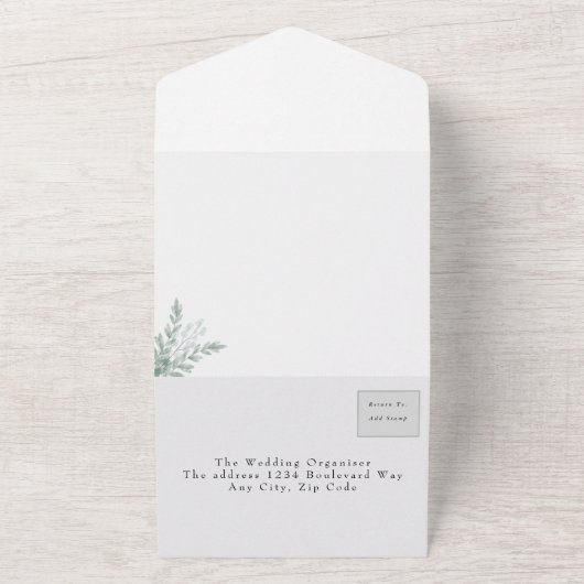 エレガントユーカリフローラ水結婚色 オールインワン招待状 (外側)