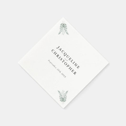 エレガントユーカリフローラ水結婚色 スタンダードカクテルナプキン (角)