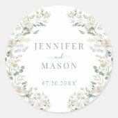 エレガントユーカリフローラ結婚の新郎新婦 ラウンドシール (正面)