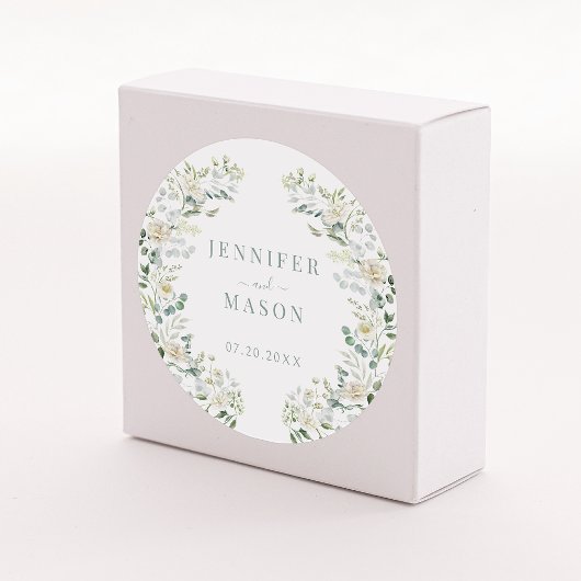 エレガントユーカリフローラ結婚の新郎新婦 ラウンドシール