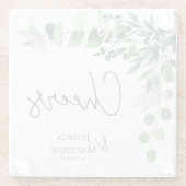 エレガントユーカリブライダルパーティ結婚の贈り物 ガラスコースター (裏面)