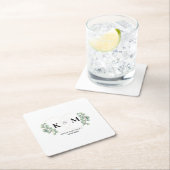 エレガントユーカリモノグラ結婚ム スクエアペーパーコースター (インサイチュ)