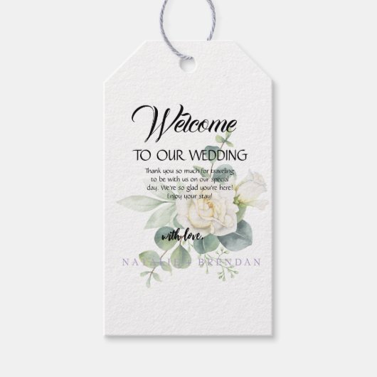 エレガントユーカリ植物写真サマー結婚ズ ギフトタグ (正面)