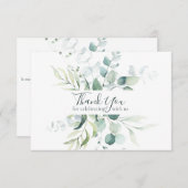 エレガントユーカリ植物水の色結婚の サンキューカード (正面/裏面)