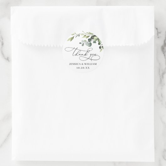 エレガントユーカリ水の色の結婚ありがとう ラウンドシール (バッグ)