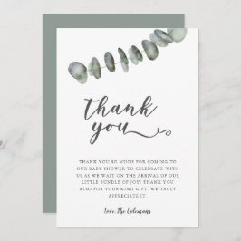 エレガントユーカリ水の色の離れ赤んだシャワー サンキューカード