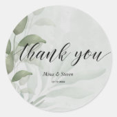 エレガントユーカリ水の色結婚の感謝 ラウンドシール (正面)